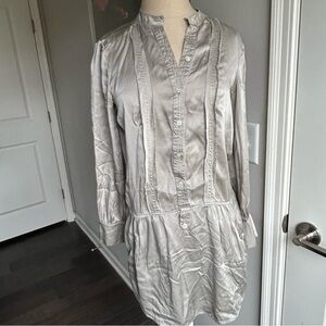 Banana Republic 100% Silk Tunic Top 0P Neutral Gray Taupe Minimalist / read desc